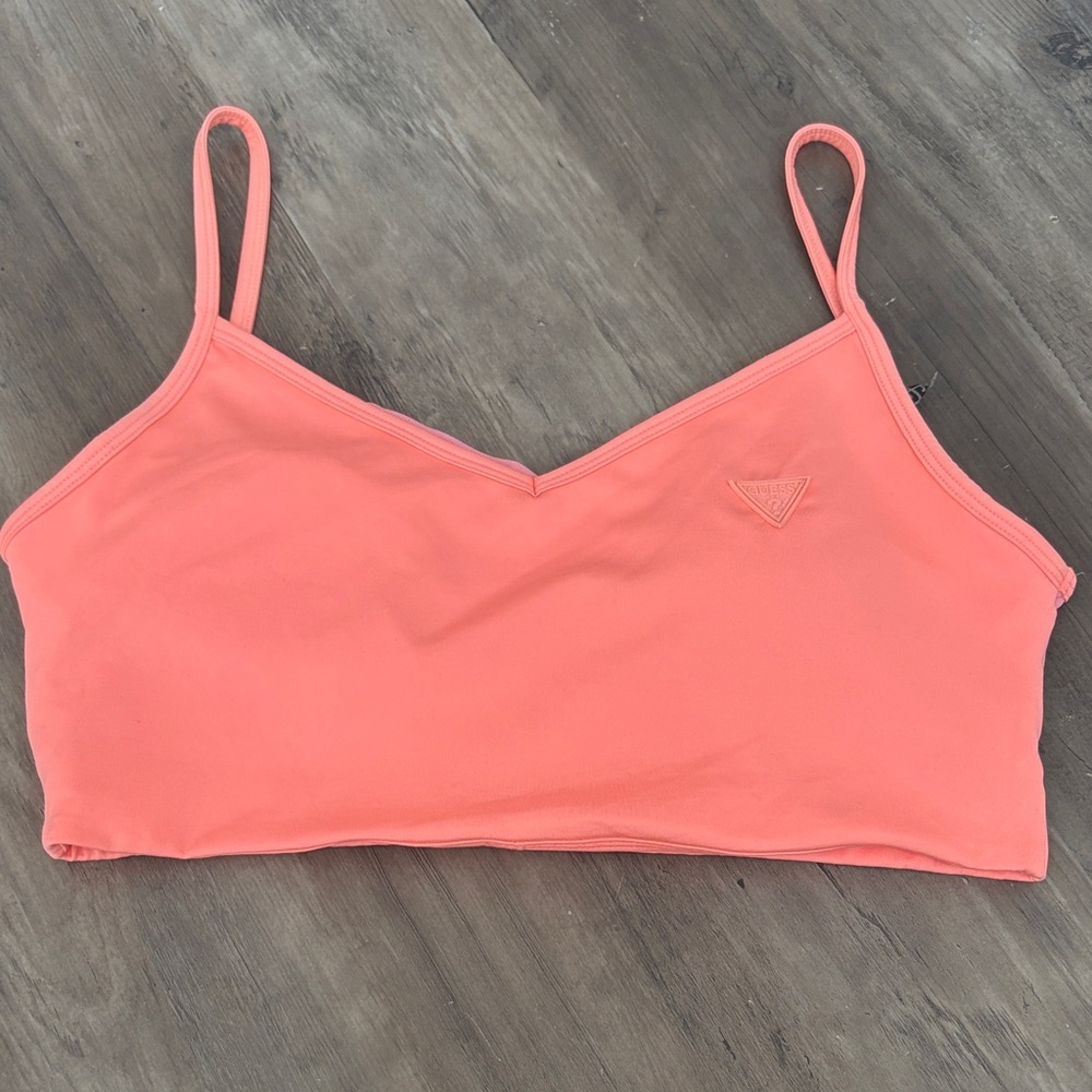 Guess Coral Pink Triangle Sports Bra